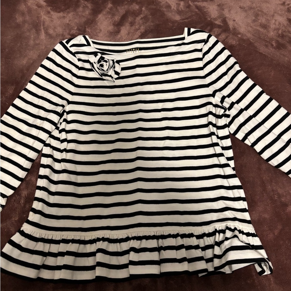 Kate Spade Black and White Striped Top